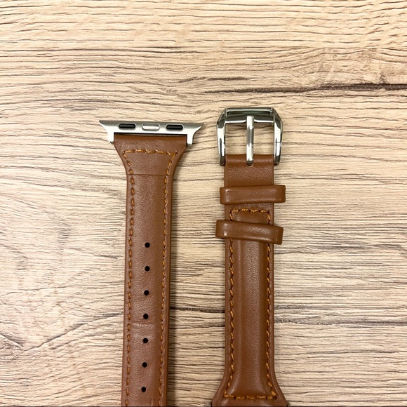 NEW[BAND] Slim BROWN Strap Leather For Apple Watch - Picture 3 of 5